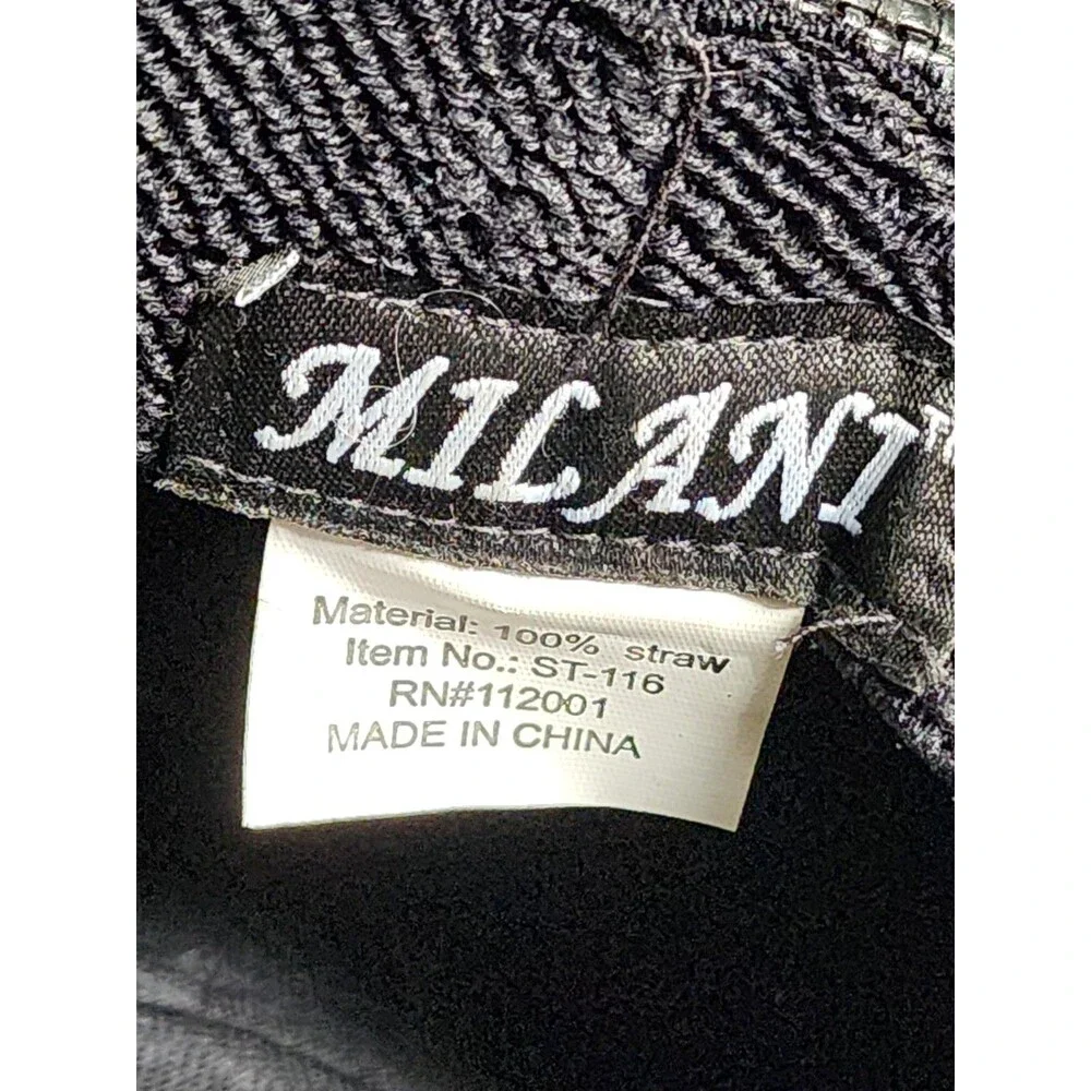 Milani Black Straw Cowboy Hat Silver Conchos One Size